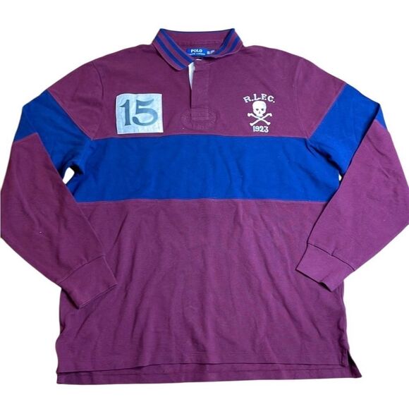 Polo Ralph Lauren Other - Polo Ralph Lauren R.L.F.C Rugby Shirt polo maroon and blue 2XL skull and bones